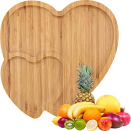 Bamboo Serving Tray Heart Shaped Cheese Board