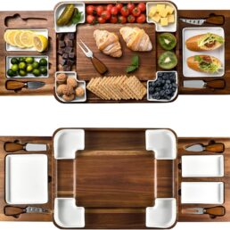 Shanik Cheese Board with Double-Sided Slate Blade and 3 Stainless Steel Cutlery Set