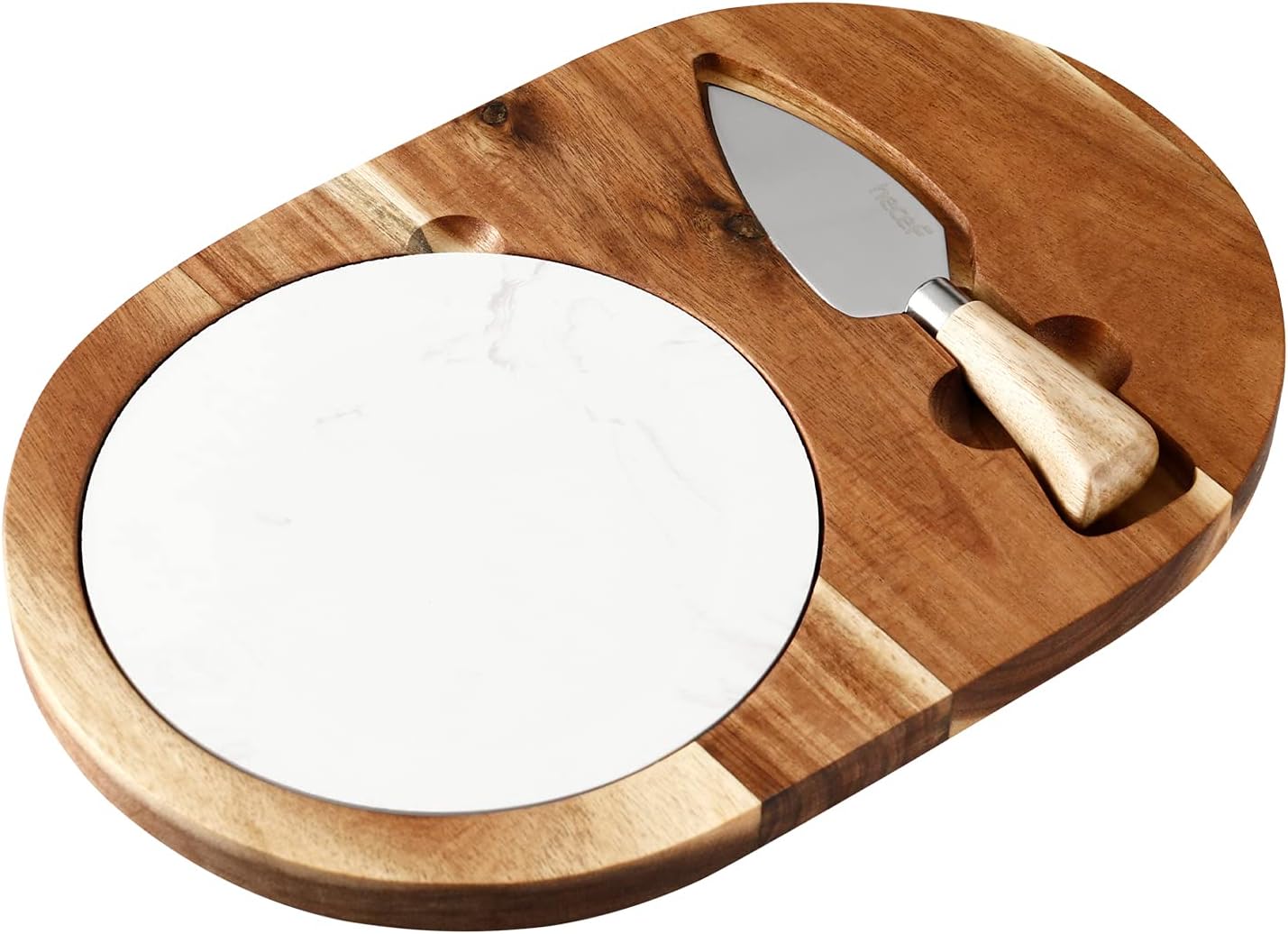 hecef Oval Wooden Cheese Board Set