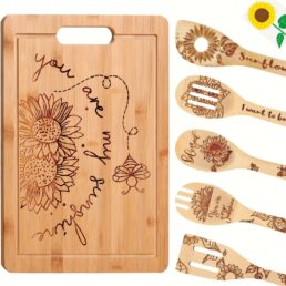 6pcs Sunflower Wooden Cutting Board Set