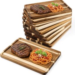 10 Pcs Acacia Wood Serving Trays